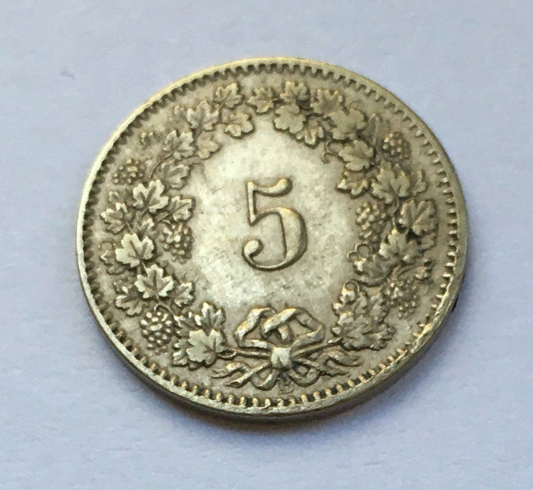 Tutti le monete: 1876 5 Rappen vz+ – Usato da Kirchberg SG venduto da Helveticus00 2