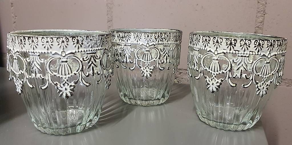 Tutte le decorazioni: 3 Windlichter im Vintage- oder Shabby-Chic-Stil – Nuovo (secondo la descrizione) da Riedholz venduto da Suroman