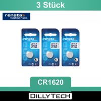 Renata CR1620 Lithium Knopfzellenbatterie - 3 Stk.