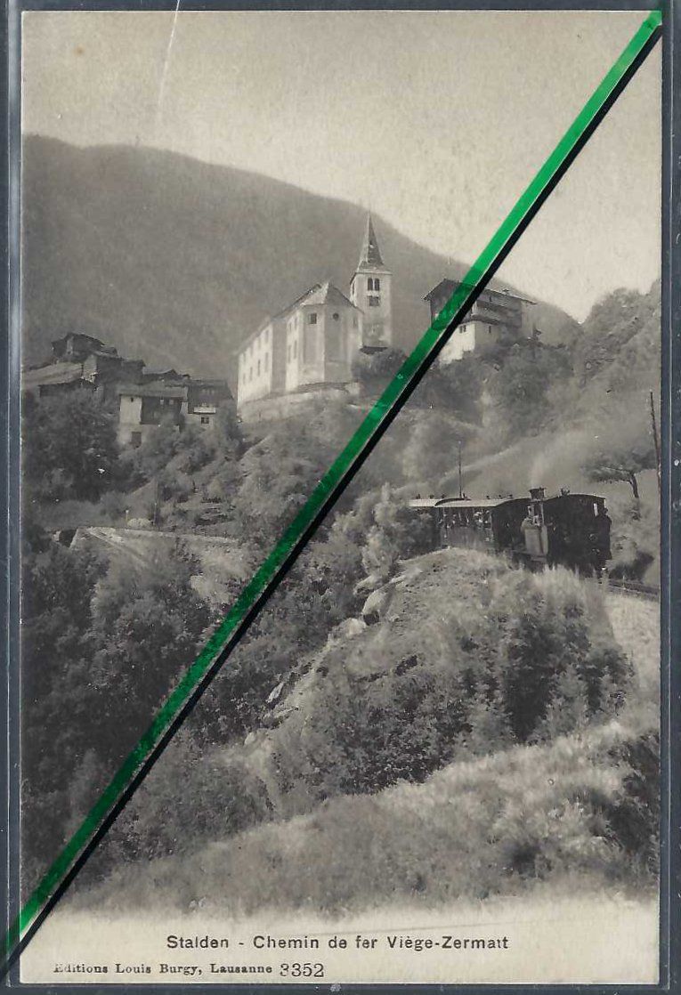 Cartoline postali: Stalden. Bahn Visp - Zermatt. Dampfzug. – Usato da Horw venduto da SwissSteamMemories