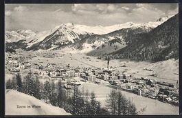 AK Davos, Teilansicht im Schnee, 1911