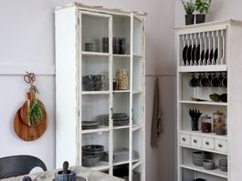Chic Antique Vitrinenschrank mit Glastüren, Höhe 200 cm