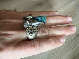 Handgearbeiteter Vintage Türkis-Ring