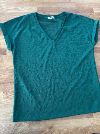 Damen T-Shirt WE Fashion grün Strukturmuster Grösse L
