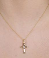 Anhänger Kreuz Korpus aus 333 - 8 Karat Gelbgold rhodiniert