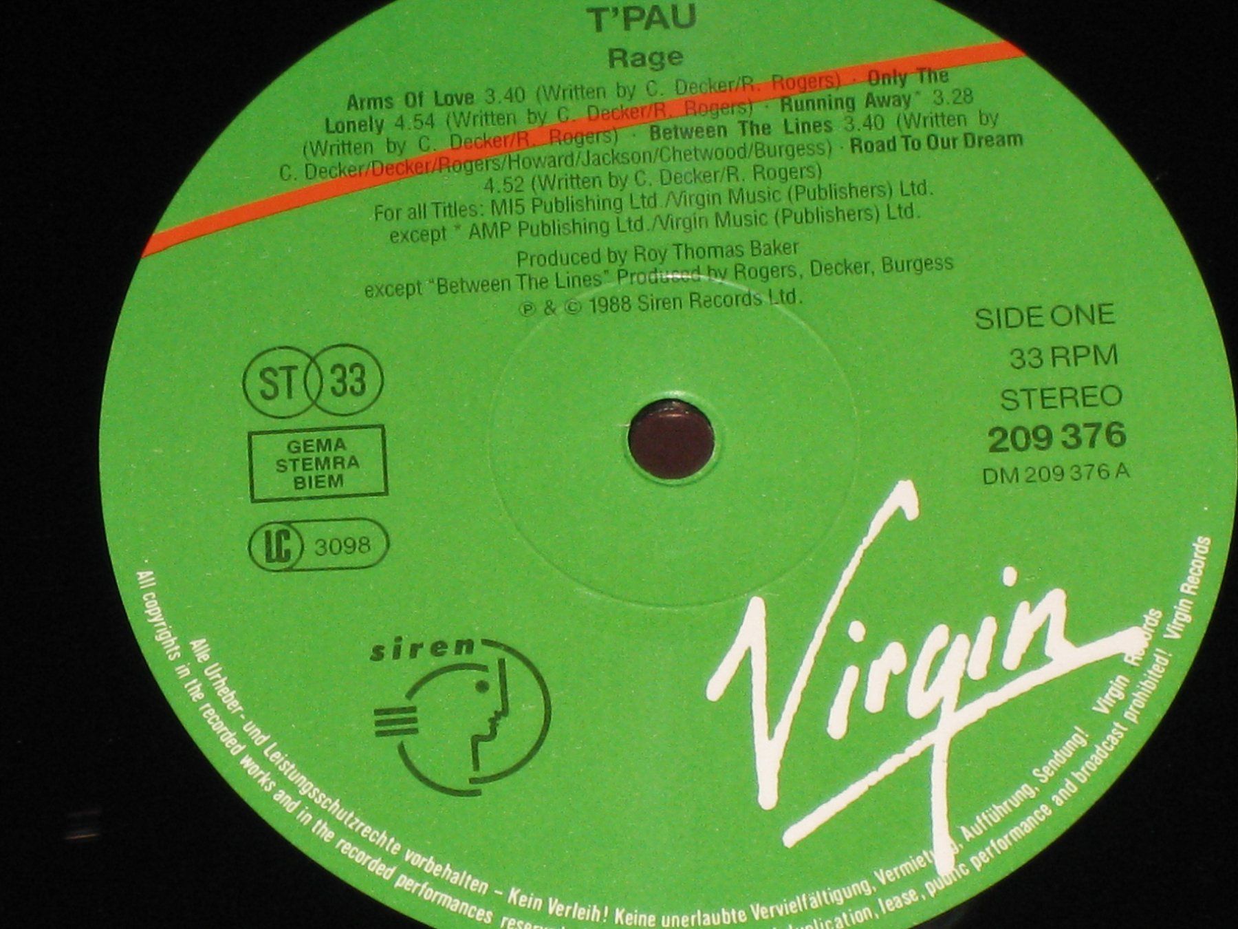 Dischi in vinile: LP - T'PAU - RAGE – Usato da Steckborn venduto da Quo7 2