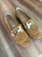 Damenschuhe Echtleder Loafer braun Zierquaste Grösse 37