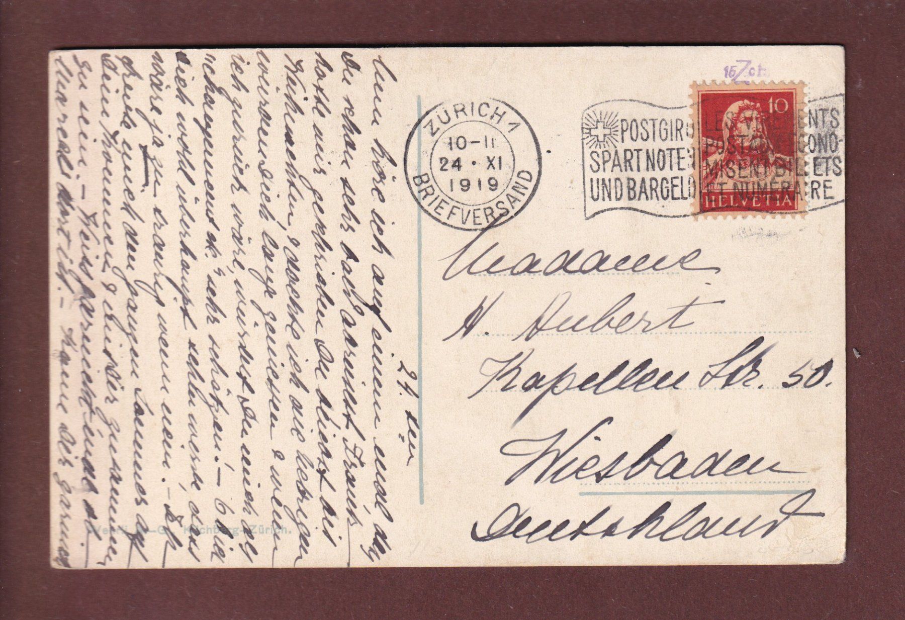 Cartoline postali: ZÜRICH - Utoquai - 1919 – Usato da Pully venduto da nicecards 1