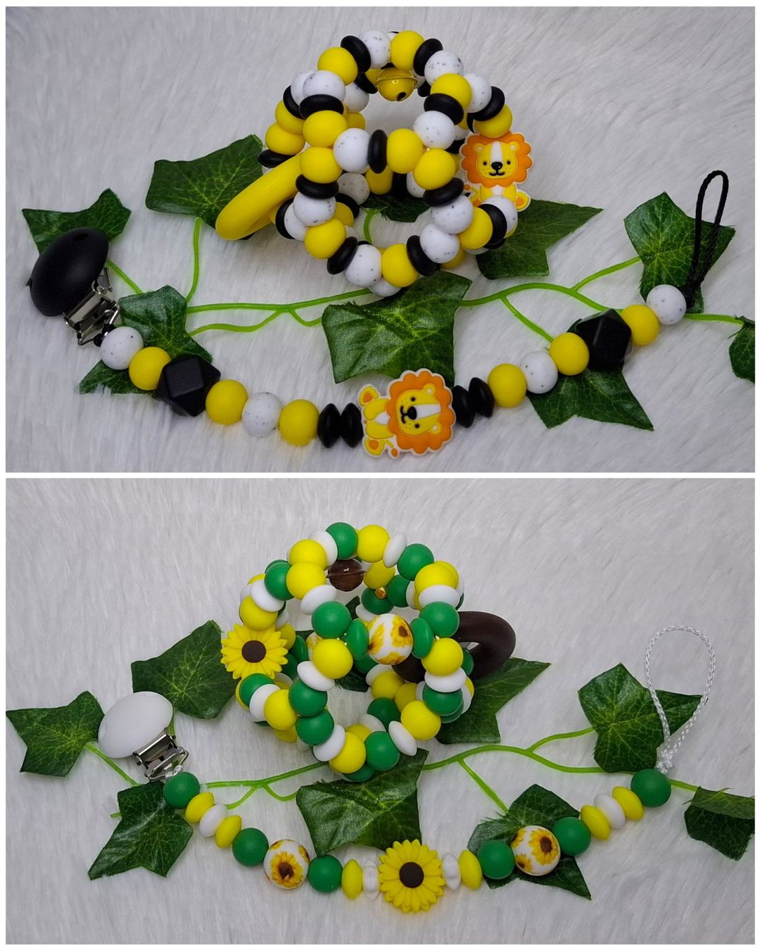 Succhiotti & catenelle porta ciuccio: Set Nuggiketteli + Motorikball Löwe oder Blume – Nuovo e nell'imballaggio originale da Oberurnen venduto da rotty80