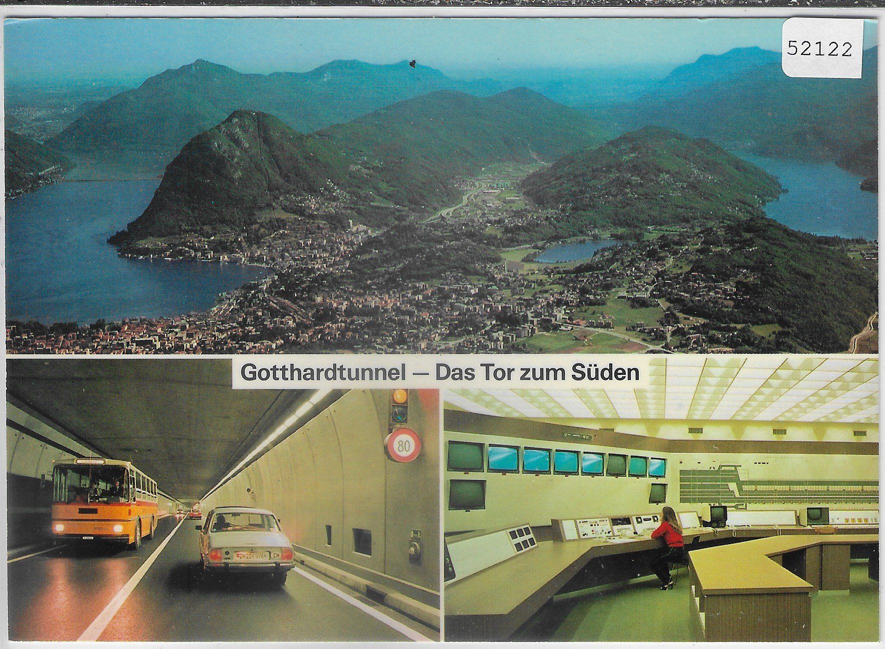 Cartoline postali: Gotthardtunnel - Das Tor zum Süden - Postauto – Usato da Ettingen venduto da Kartenplanet