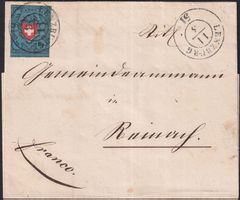 LENZBURG 1851, archivfrischer Beleg mit 15II nach REINACH