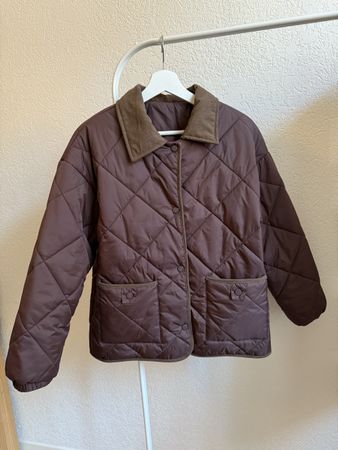 Veste matelassée marron col velours côtelé neuve, t.S/M