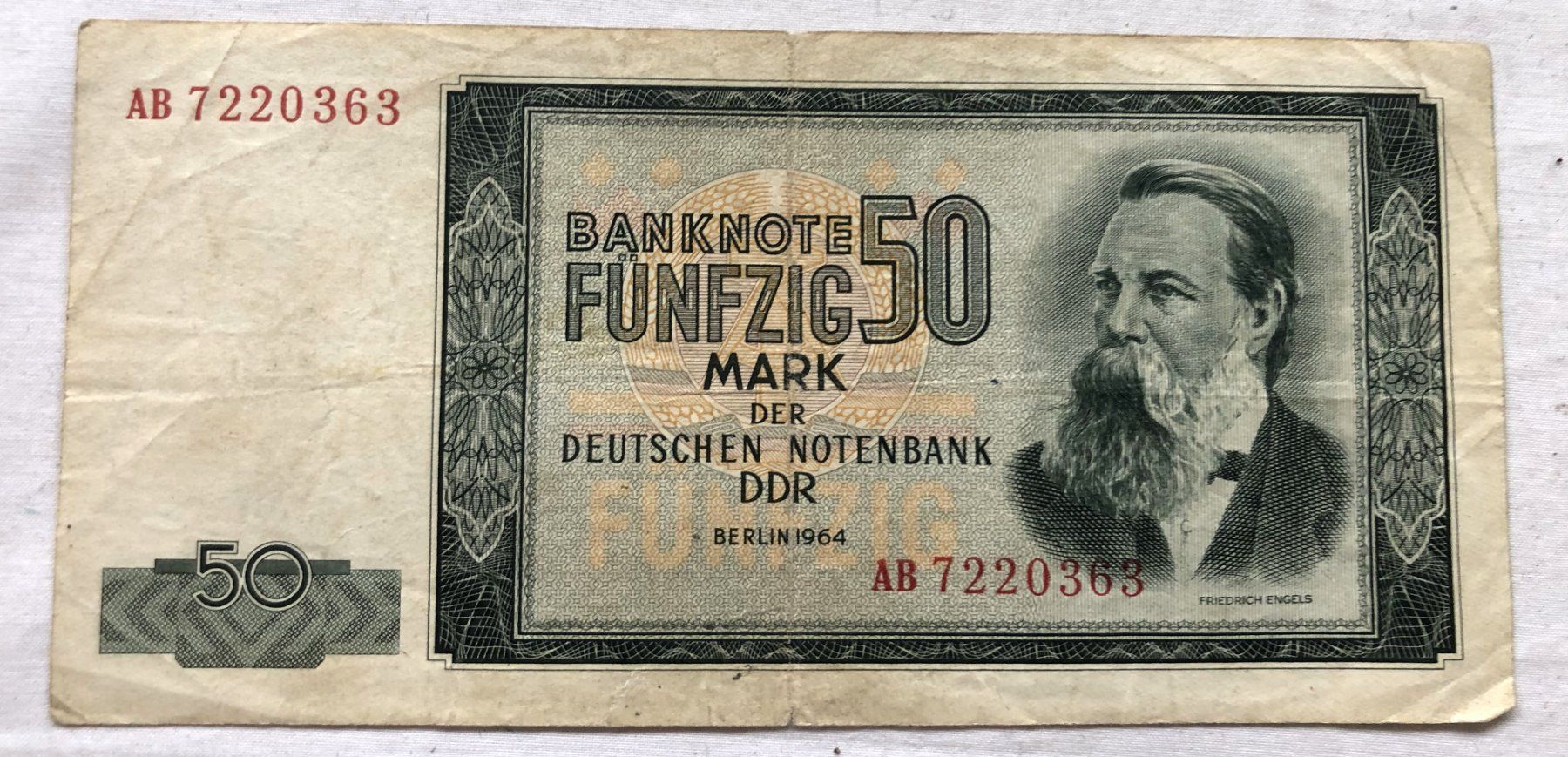 Banconote: DDR - 50 Mark - 1964 - Banknote – Usato da Schaffhausen venduto da durruti