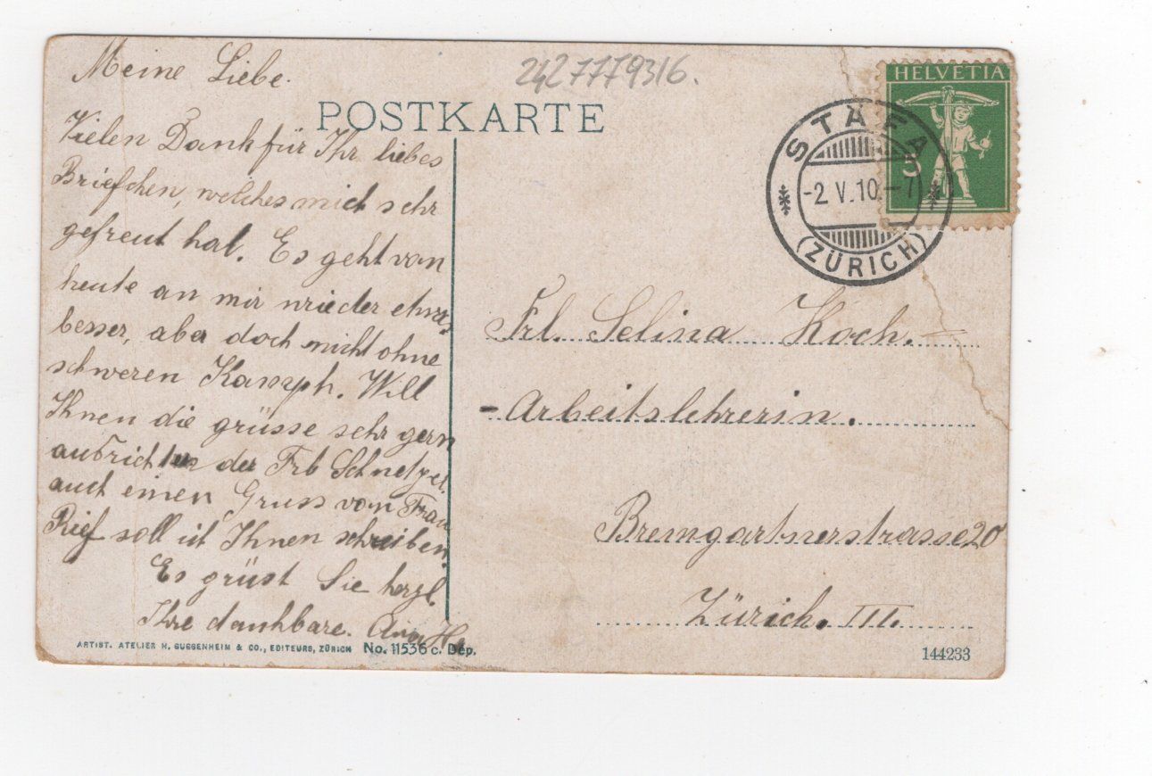 Cartoline postali: Stäfa – Usato da Rapperswil SG venduto da INTELVI 1