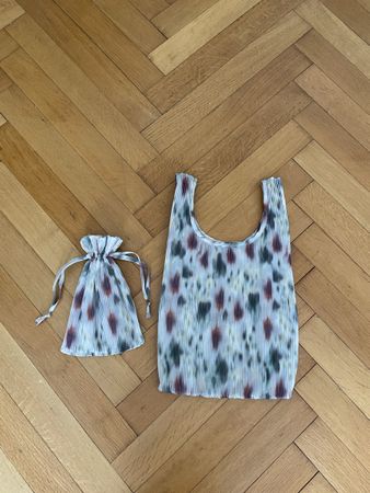 Pleated Baggu Bag Tasche Einkaufstasche Blume