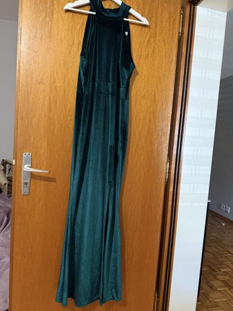 Robe longue WALG velours vert 