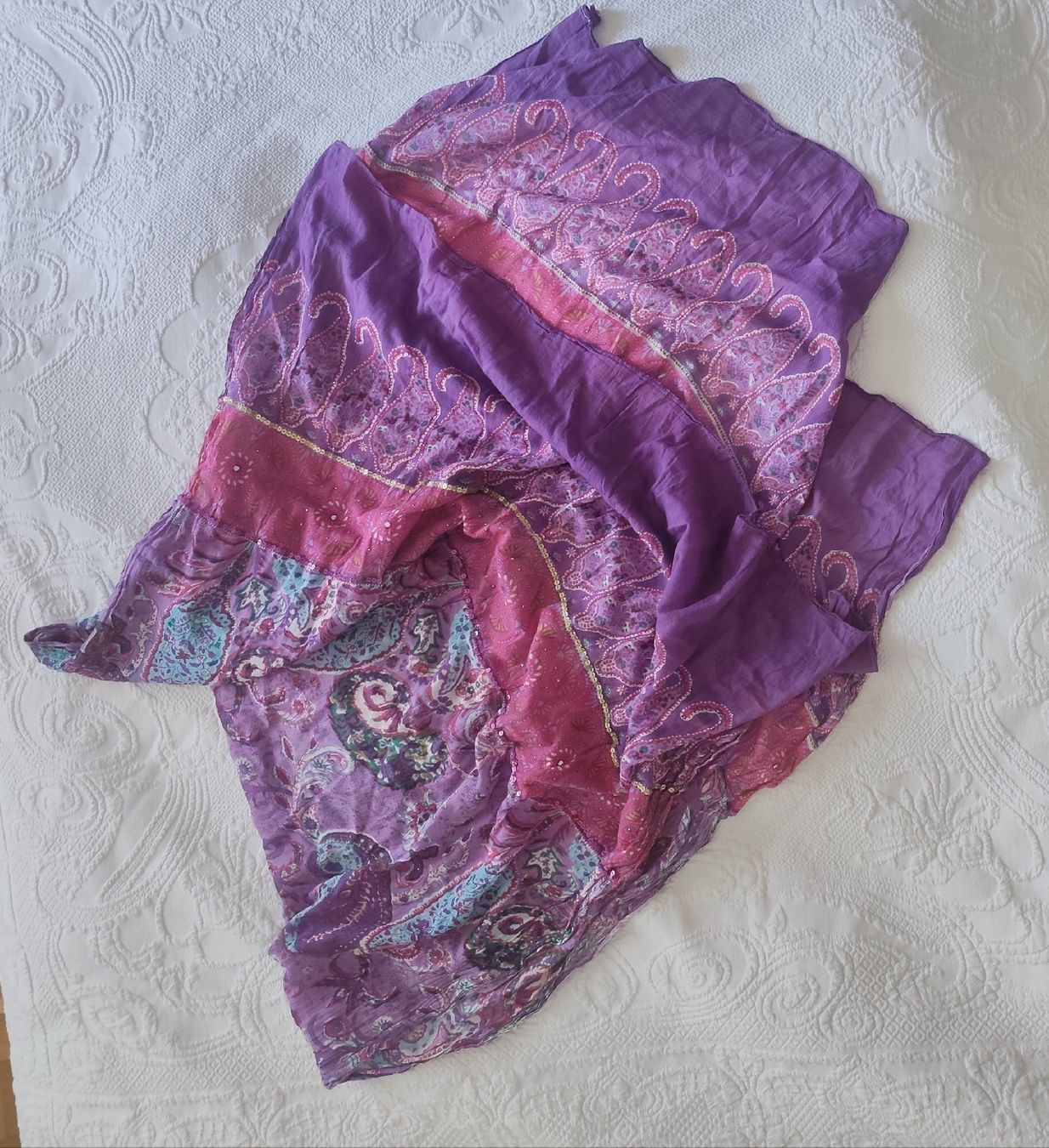 Foulard & Sciarpe: Tuch mit Paisley Muster lila pink  – Usato da Zürich venduto da sahleb 1