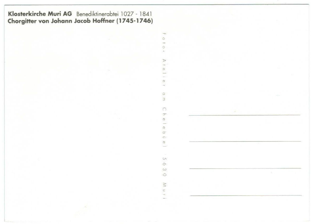 Cartes postales: AK Klosterkirche Muri Chorgitter – D'occasion à Zürich par tol_b7c7 1