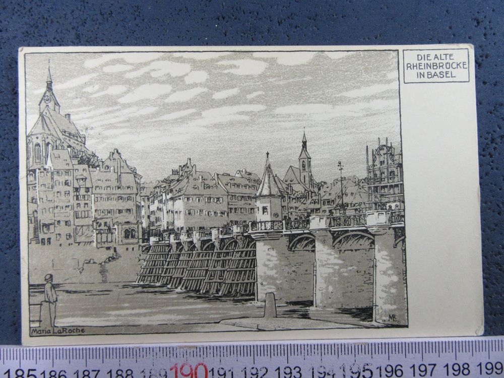 BASEL1917 KÜNSTLER M.LA ROCHE ALTE RHEINBRÜCKE AK-BS (Gebraucht) in ...