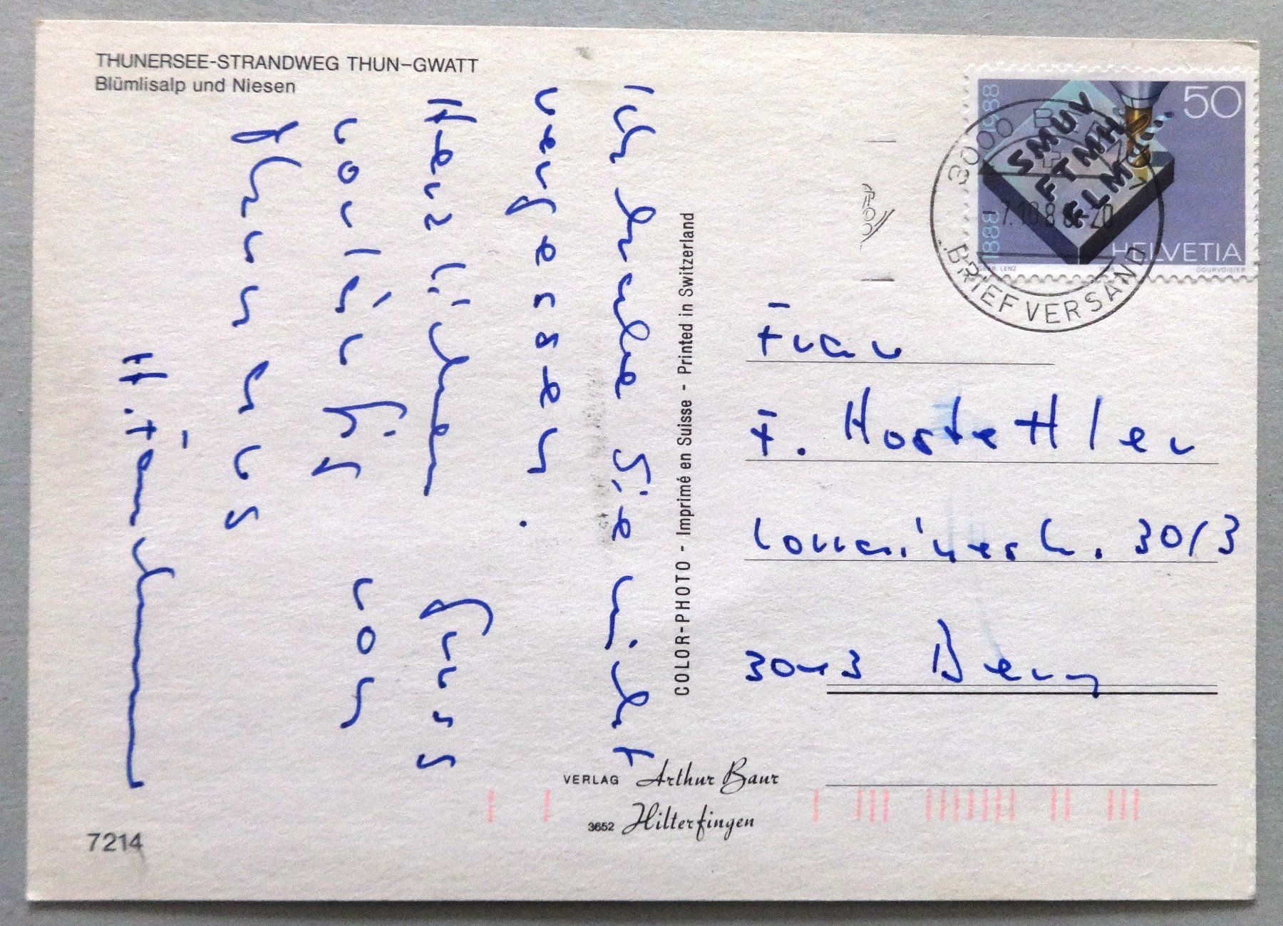 Cartes postales: Thunersee-Strandweg Thun-Gwatt – D'occasion à Fétigny par Billy2miny 1