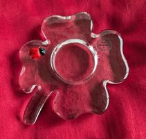 Teelicht Glasi Hergiswil Glas-Kleeblatt mit Glückskäfer