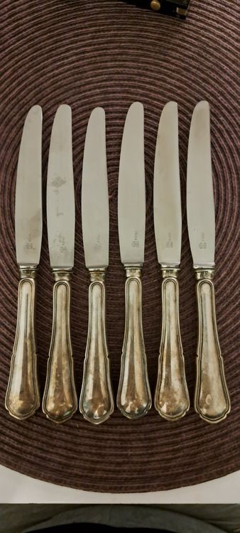 Lot de 9 couteau en argent massif. Orfèvres L.B