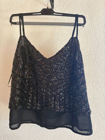 Aquamar Black Sequin Camisole Top S / 36