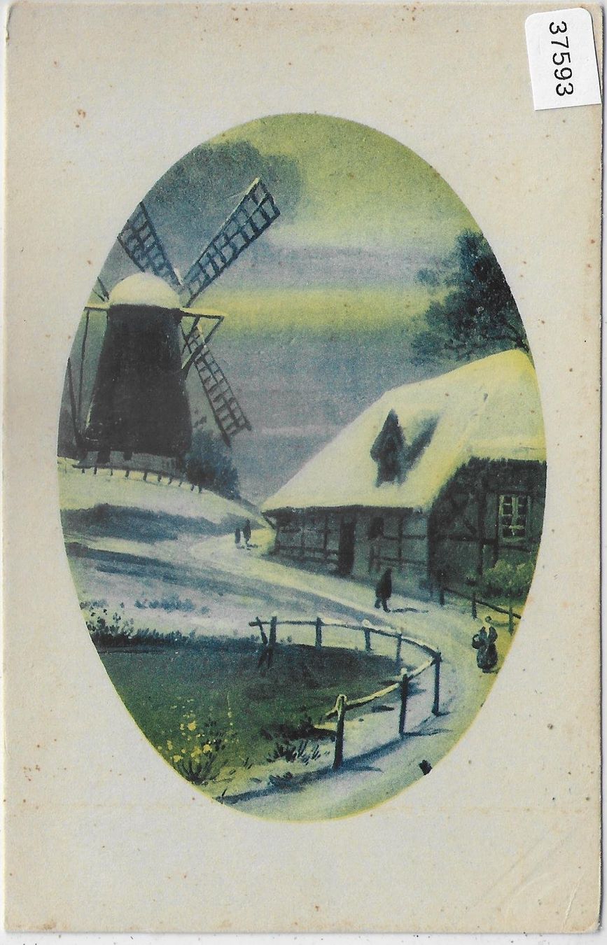 Cartes postales: Winterlandschaft mit Windmühle und Bauernhof – D'occasion à Ettingen par Kartenplanet