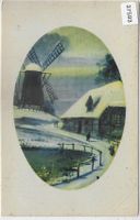 Winterlandschaft mit Windmühle und Bauernhof