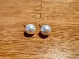 Natürliche Süßwasserperlen Ohrstecker, Ø 10+ mm