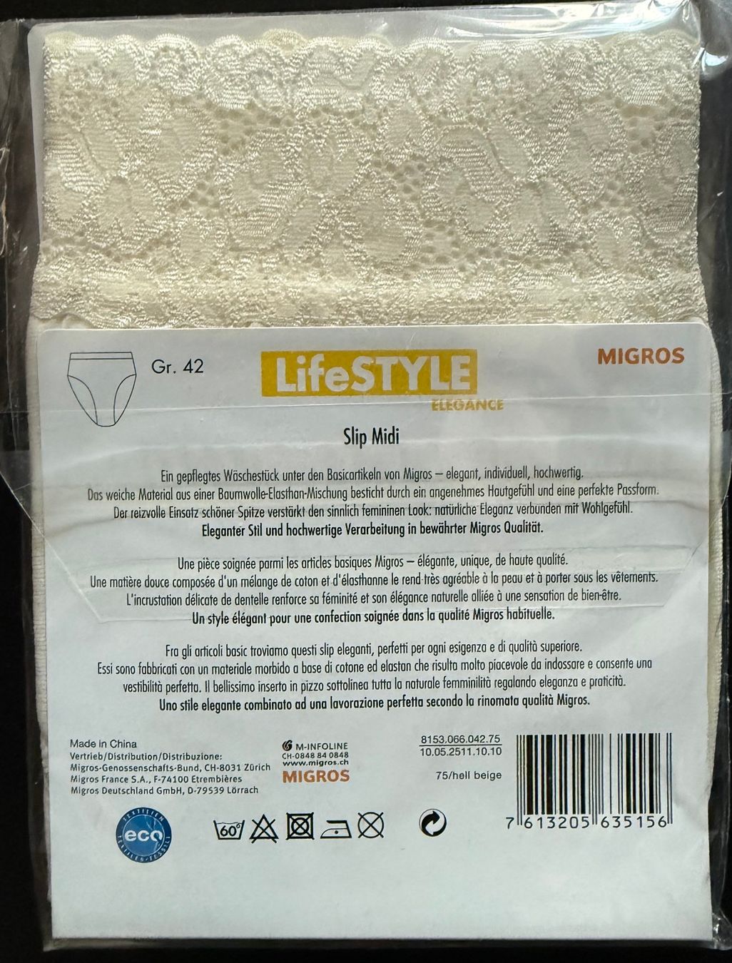 Migros Altra biancheria intima: Slip LifeStyle Elegance Midi creme, mit Spitze – Nuovo e nell'imballaggio originale da Zäziwil venduto da kreative-ideen 1