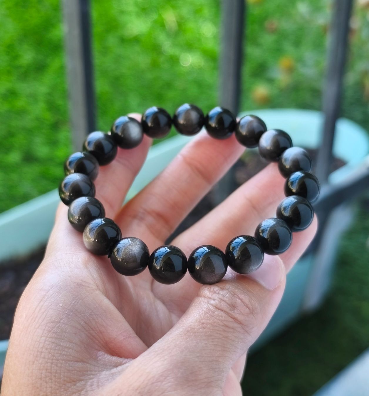 Bracciali & Braccialetti: Bracelet en Obsidienne Argentée 10mm – Nuovo (secondo la descrizione) da Ursy venduto da tan_8qdl