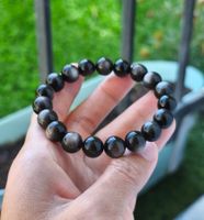 Bracelet en Obsidienne Argentée 10mm