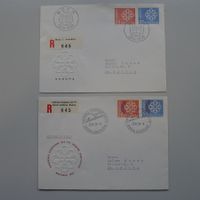1959 EUROPA: 2xFDC's Nr.347-348 +349-350, sauber!