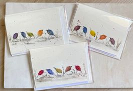 Aquarellkarten Vögel, Dankeskarten, Geburtstagskarte