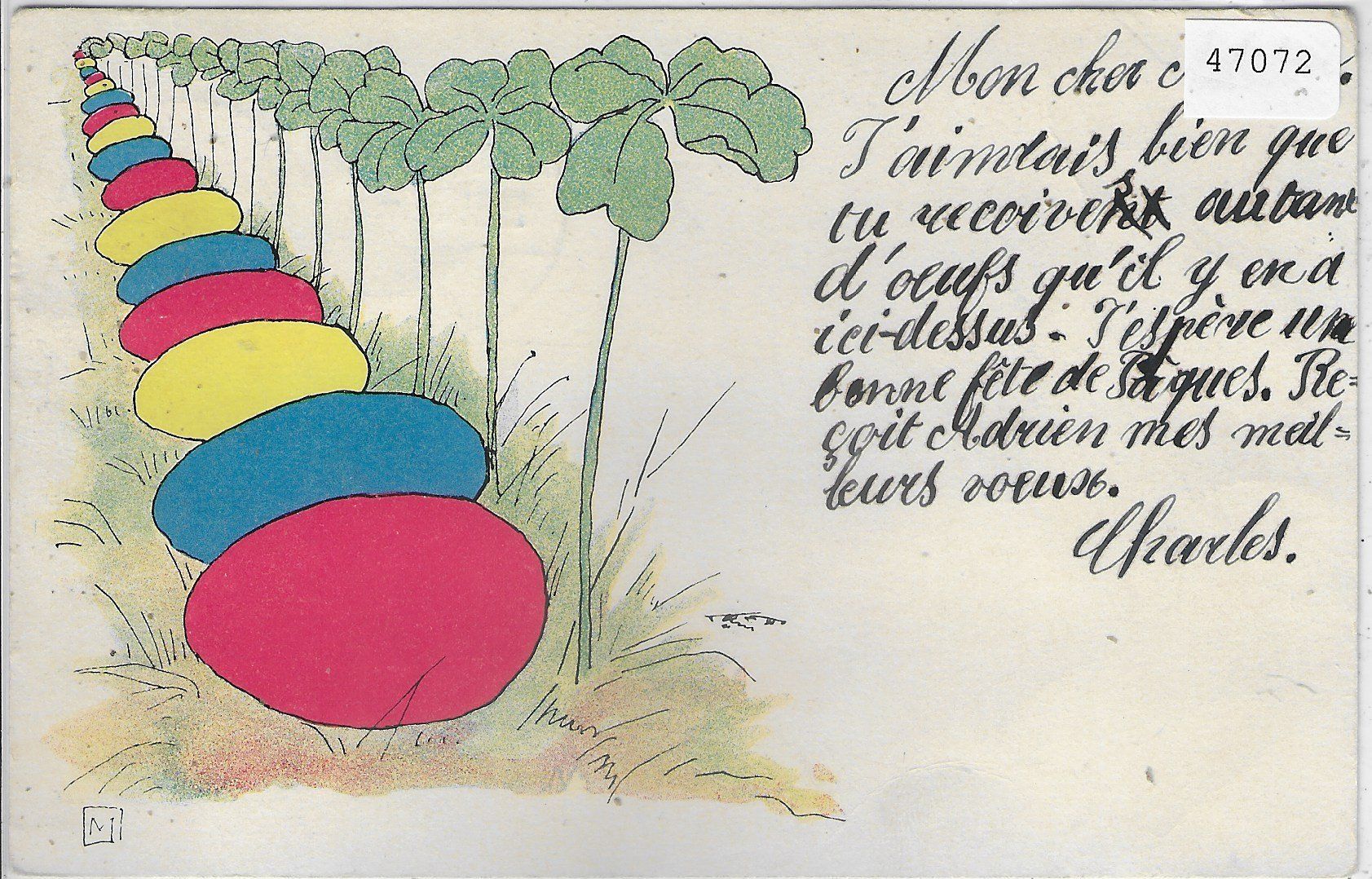 Cartoline postali: Ostereier Parade - Litho – Usato da Ettingen venduto da Kartenplanet