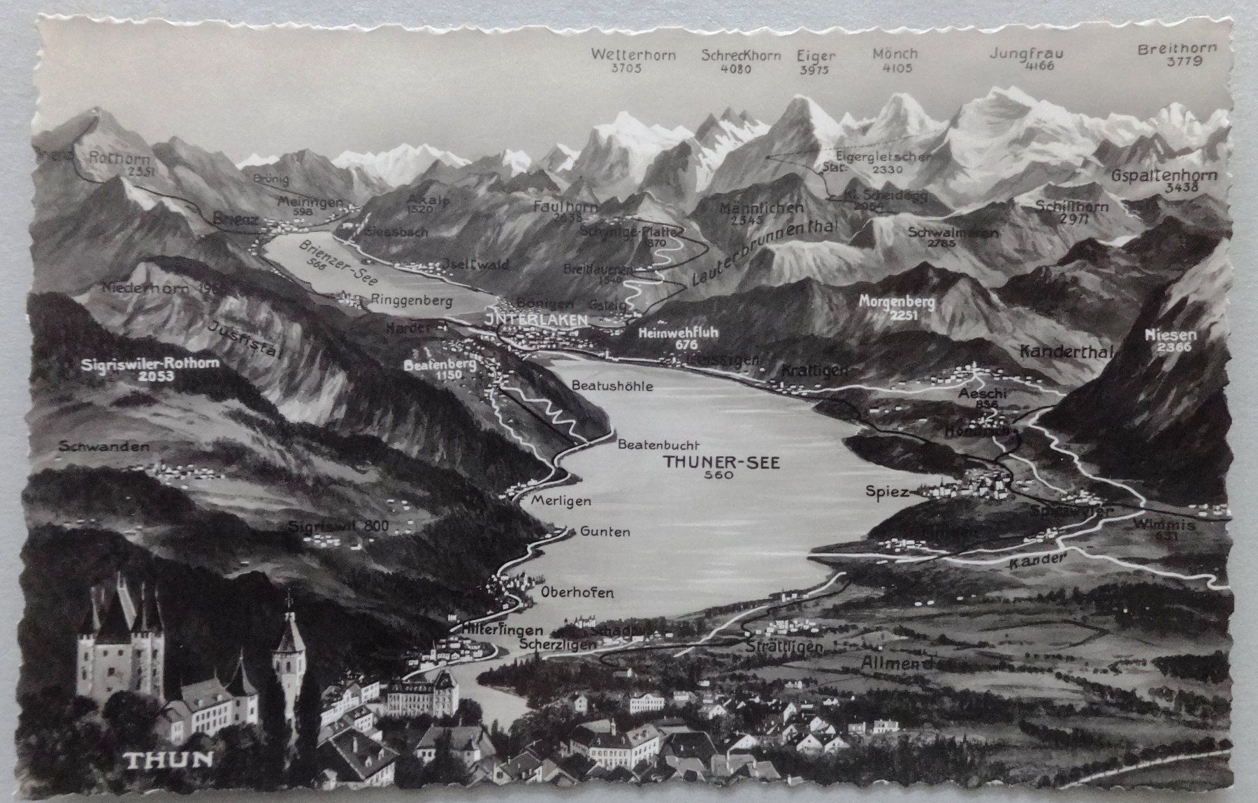 Cartoline postali: Thun - Thunersee - Panorama – Usato da Fétigny venduto da Billy2miny