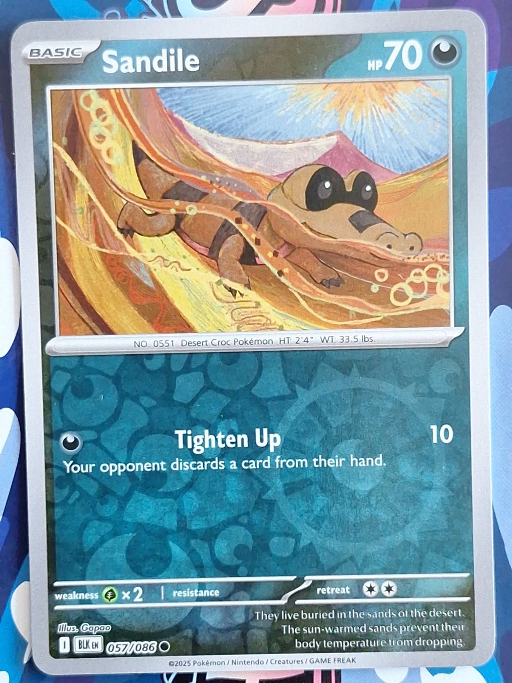 Pokémon Carte collezionabili: Sandile - Reverse Holo Pokemon Black Bolt - #7.4 – Usato da Altstätten SG venduto da GGsGameshop