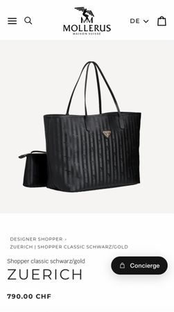 Shopper Mollerus Zuerich schwarz gold gebraucht