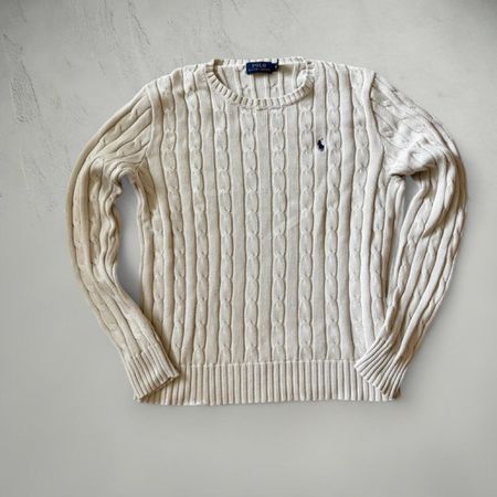 Polo Ralph Lauren Pullover Zopfmuster Cremeweiss Grösse M