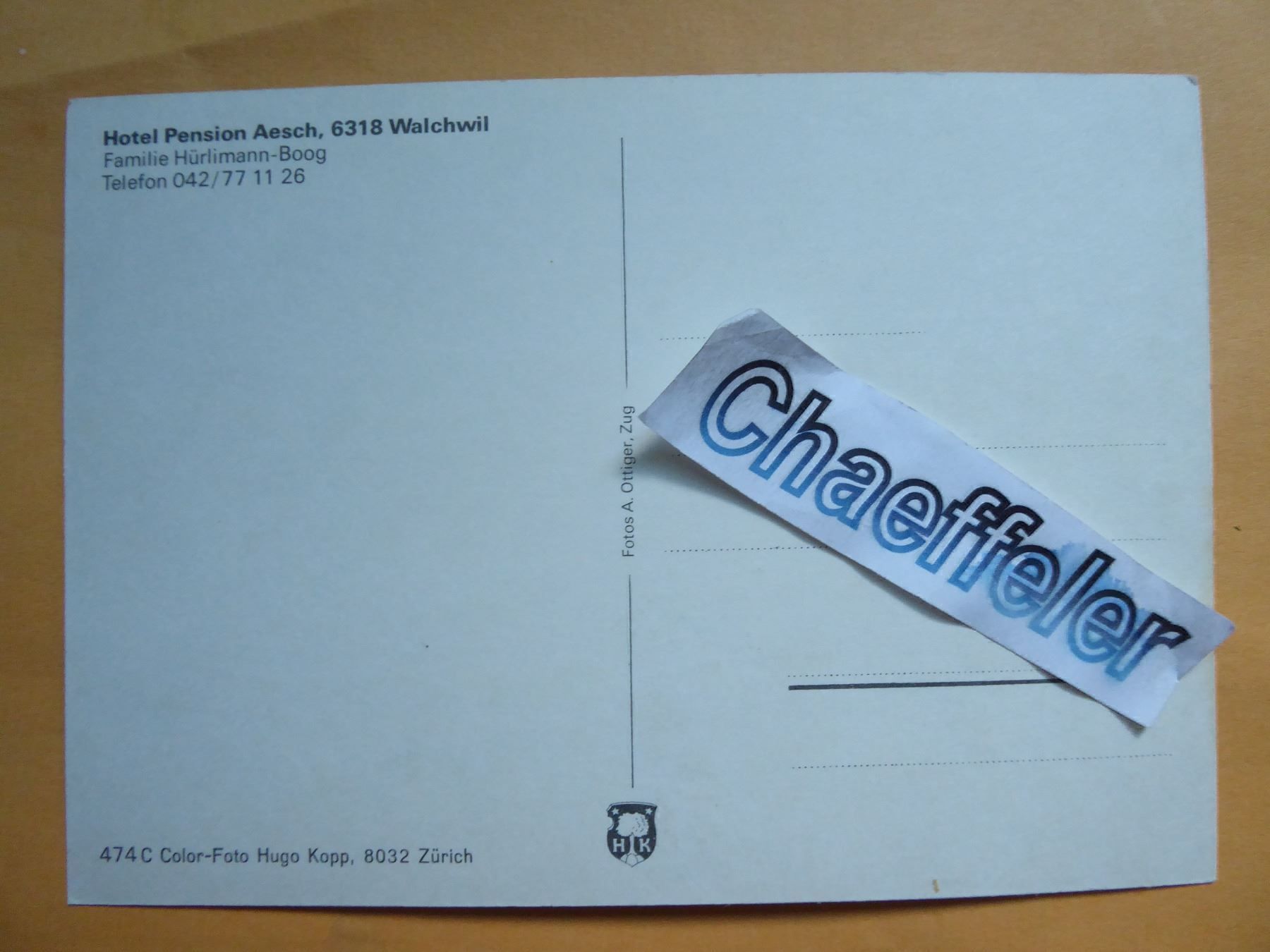 Cartoline postali: Hotel Pension Aesch, 6318 Walchwil – Nuovo (secondo la descrizione) da Zürich venduto da Chaeffeler 1