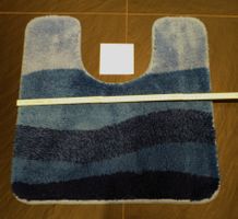 WC Vorleger, Streifen blau guter Zustand 50x50cm (1)