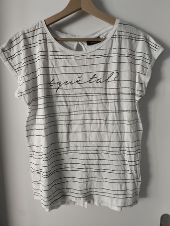 Damen T-Shirt weiss gestreift Grösse S
