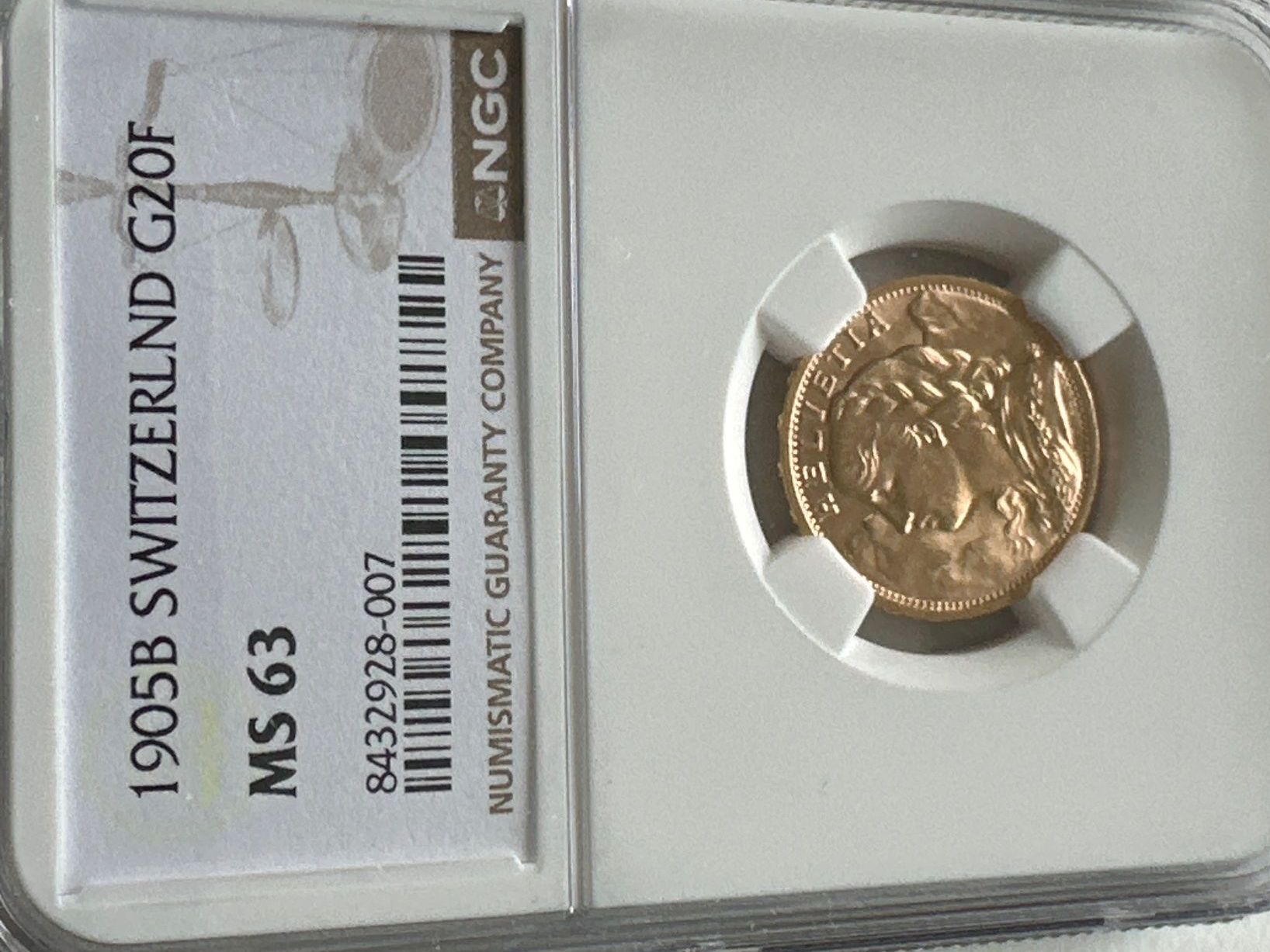 Tutti le monete: 1905B, Vreneli, 20Franken, G20F, MS63, stgl – Usato da Erlach venduto da gubbe1 2