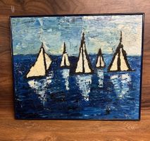 Gemälde mit Rahmen, Segelschiffe, Original, Kunst, Top!