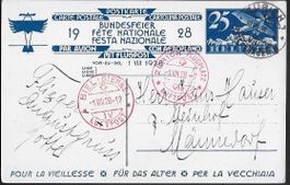 1928 BF-Karte Nr. 48I Flug Zürich - Biel 1.VIII.  TOP ab 1.-