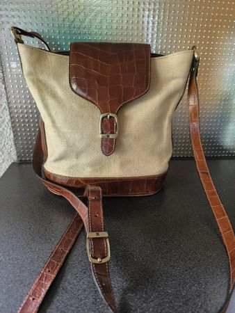 ASSIMA Vintage Canvas/Ledertasche beige