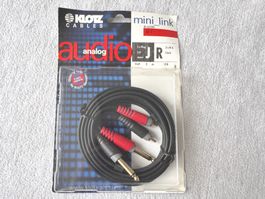 Kabel Cable PRO 2x Mono-Jack to 2x RCA 3m *NEU*