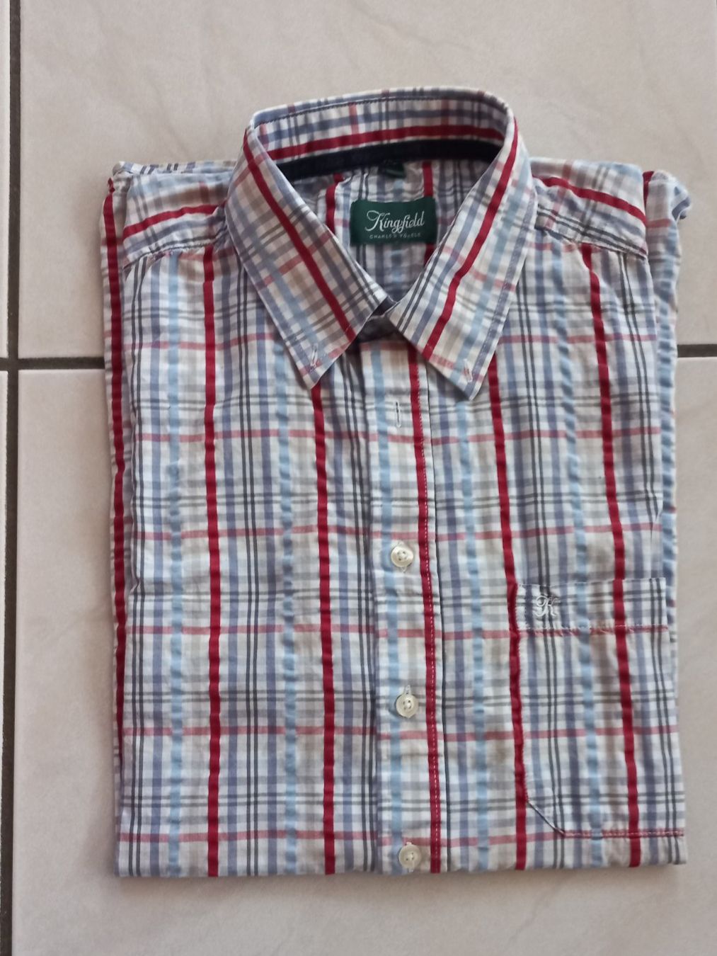 Camicie: Herren Kurzarm Hemd Kingfield kariert Grösse L – Usato da Winistorf venduto da acreativ4 2