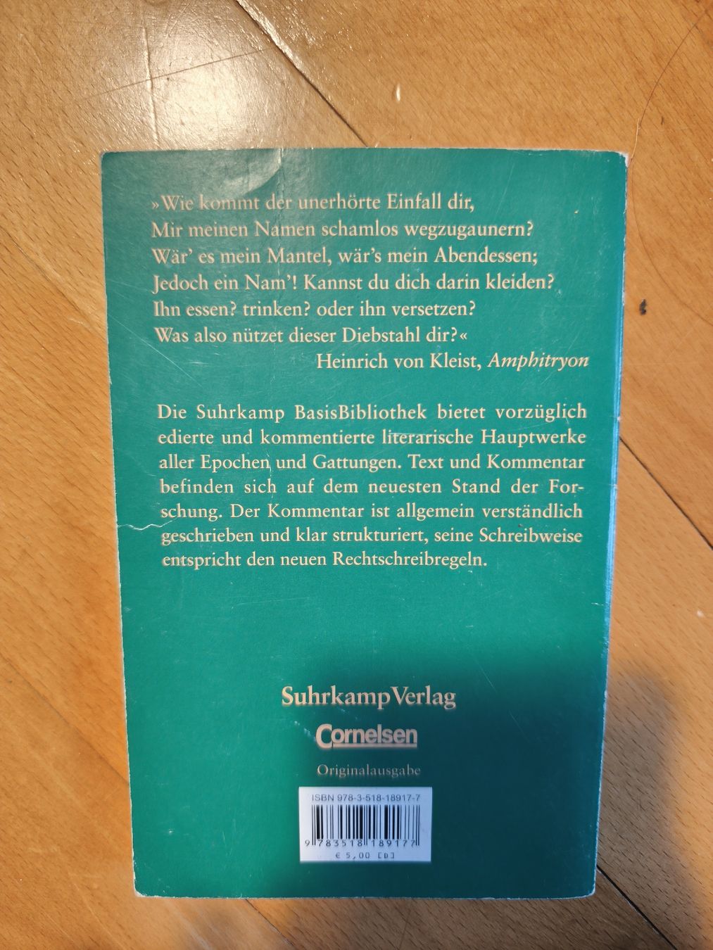 Libri: Heinrich von Kleist: Amphitryon – Usato da Brugg AG venduto da ccoorriinnee 1